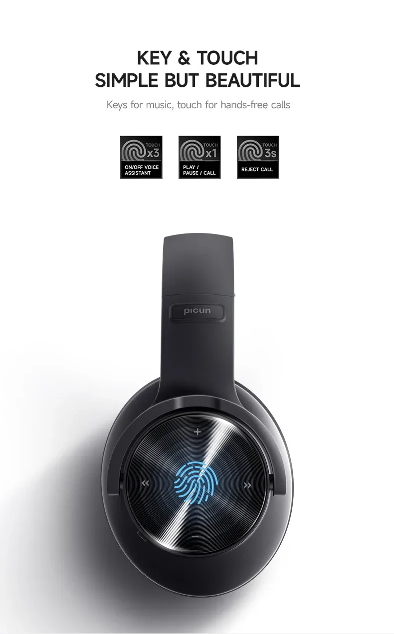 Picun B8 Bluetooth Over-Ear Headphones with 120H Battery