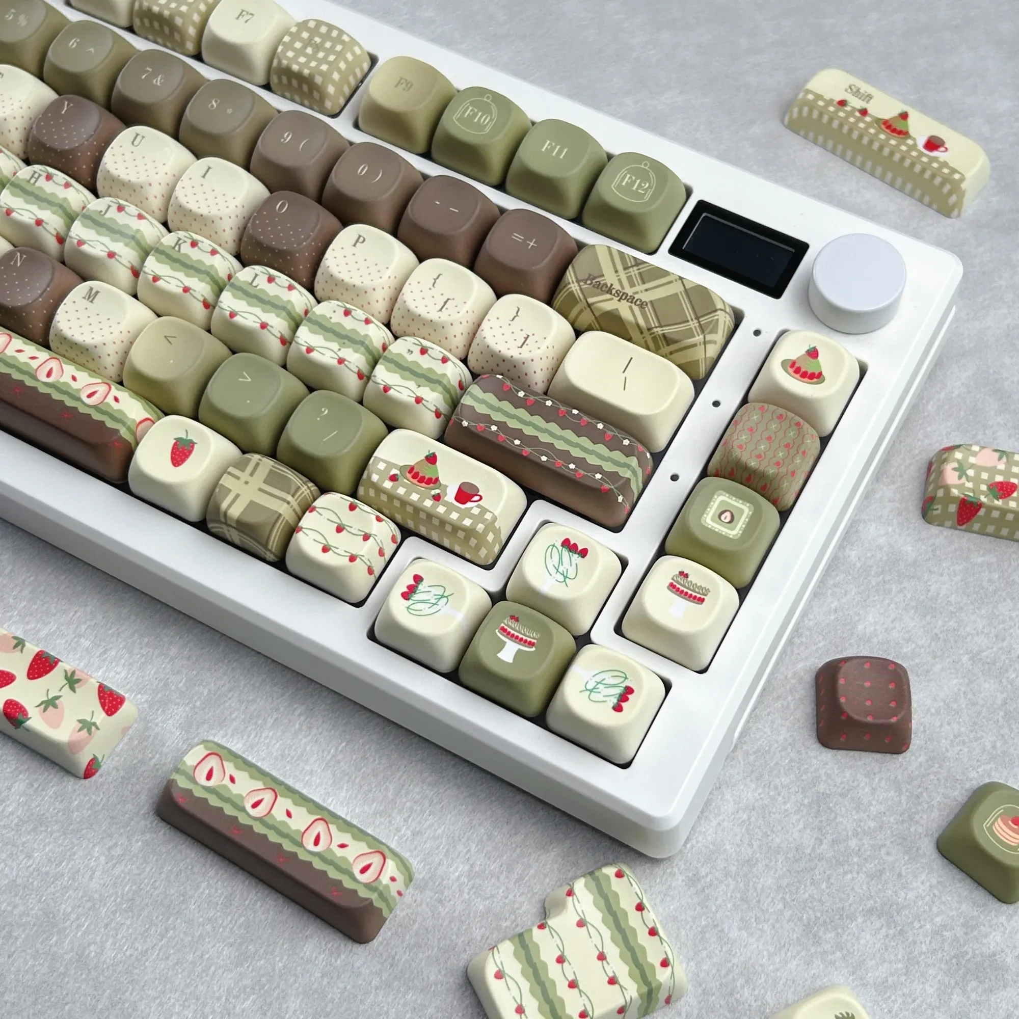 MAIMOOO Matcha Strawberry MOA Dessert Keycap Set for Aula F75/F99