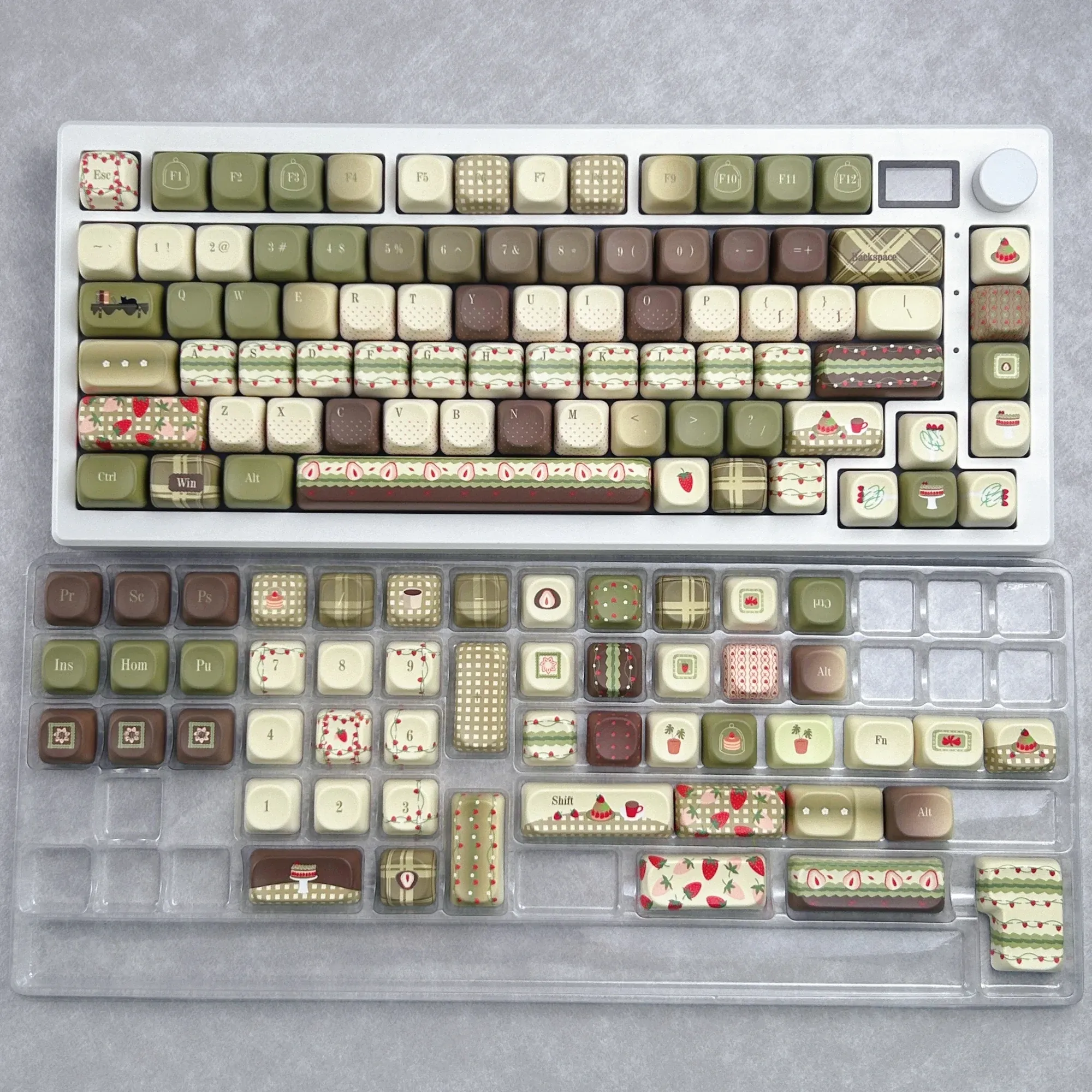 MAIMOOO Matcha Strawberry MOA Dessert Keycap Set for Aula F75/F99