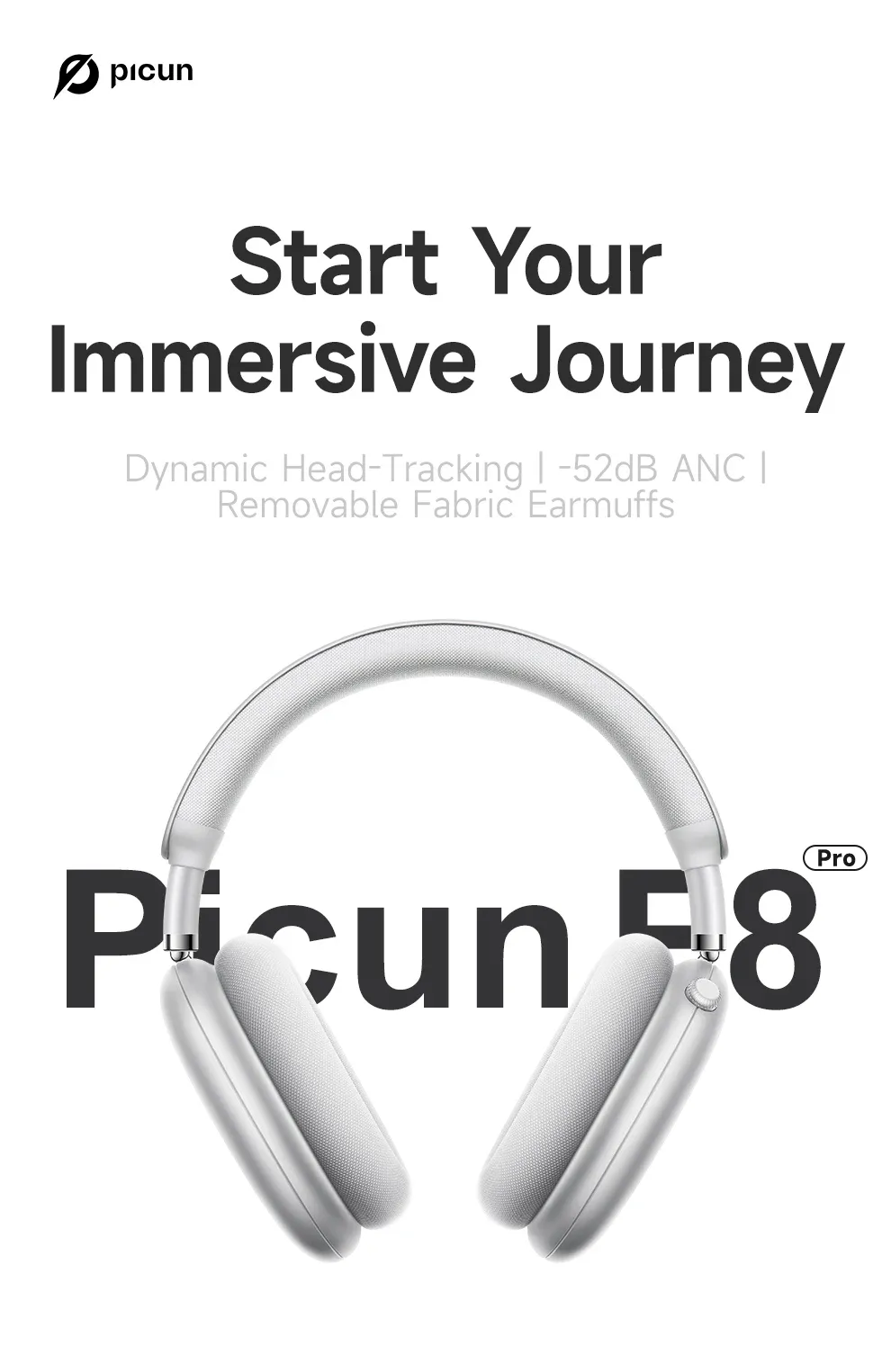 Picun F8 Pro ANC Wireless Headphones with 3D Spatial Audio