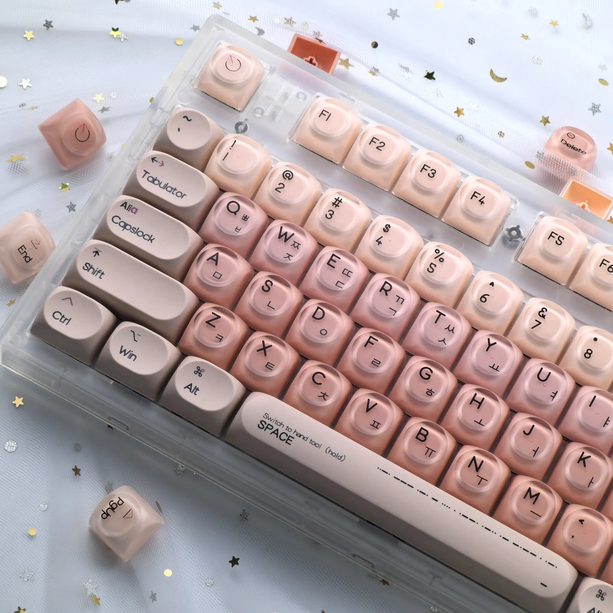 MAIMOOO Pink HOA PBT+PC 136-Key Korean Keycap Set
