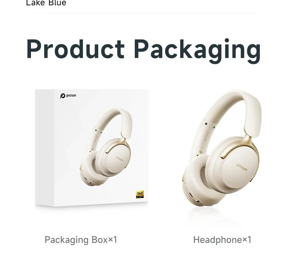 Picun NC60 Hybrid ANC Bluetooth 5.4 Over-Ear Headphones