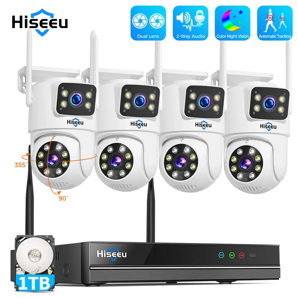 Hiseeu 6MP Dual-Lens WiFi NVR Security Camera Kit