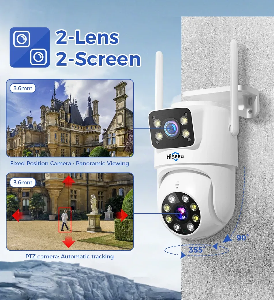 Hiseeu 6MP Dual-Lens WiFi NVR Security Camera Kit