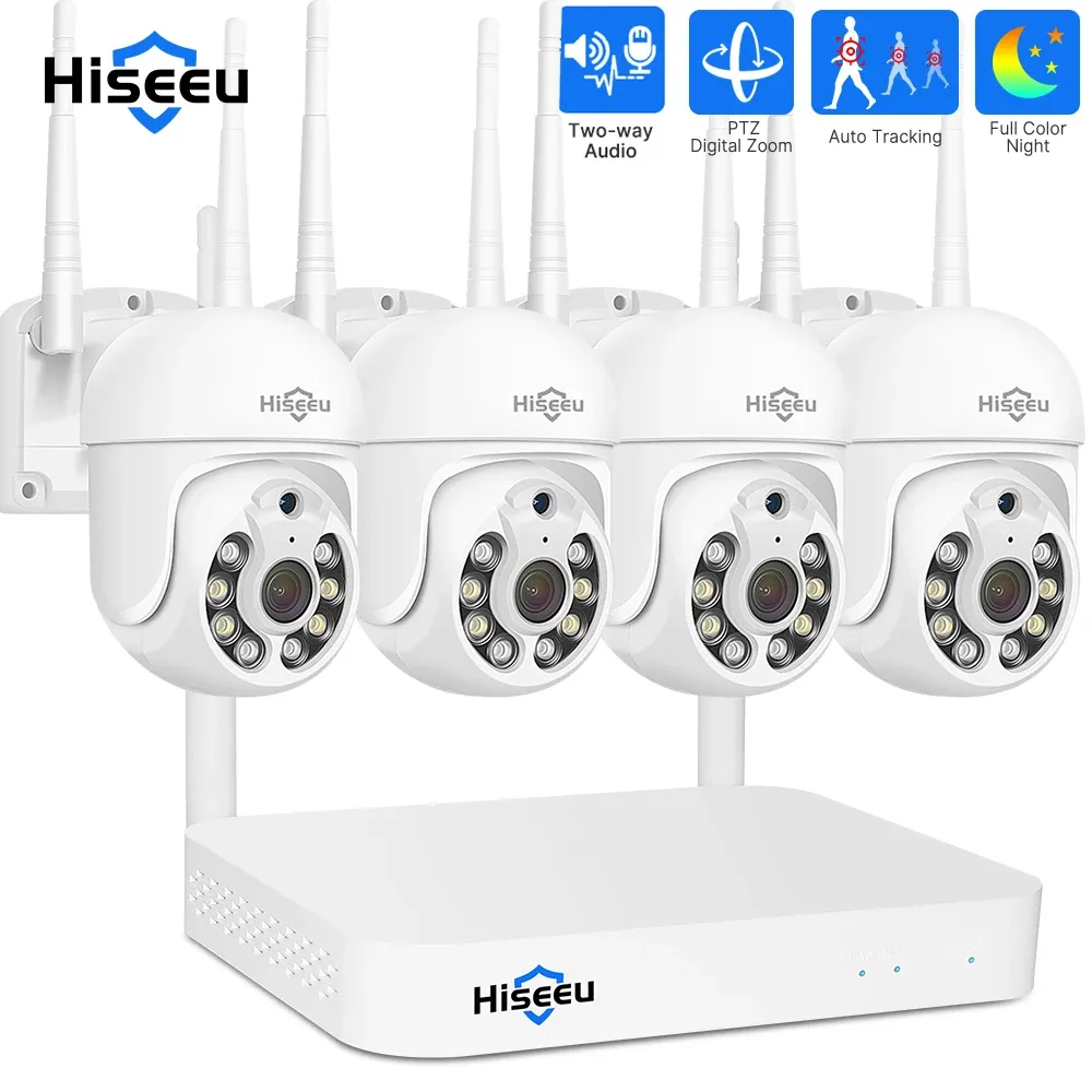 Hiseeu 5MP WiFi PTZ NVR Security Camera Kit