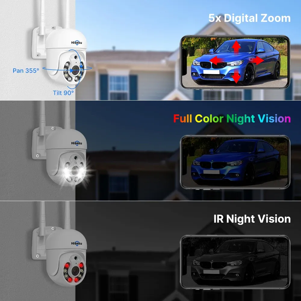 Hiseeu 5MP WiFi PTZ NVR Security Camera Kit