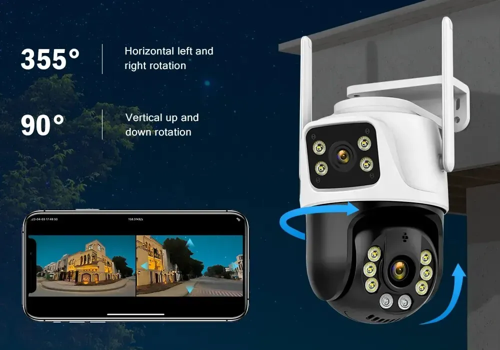 Hiseeu 8MP Dual-Lens WiFi PTZ Outdoor Security Camera