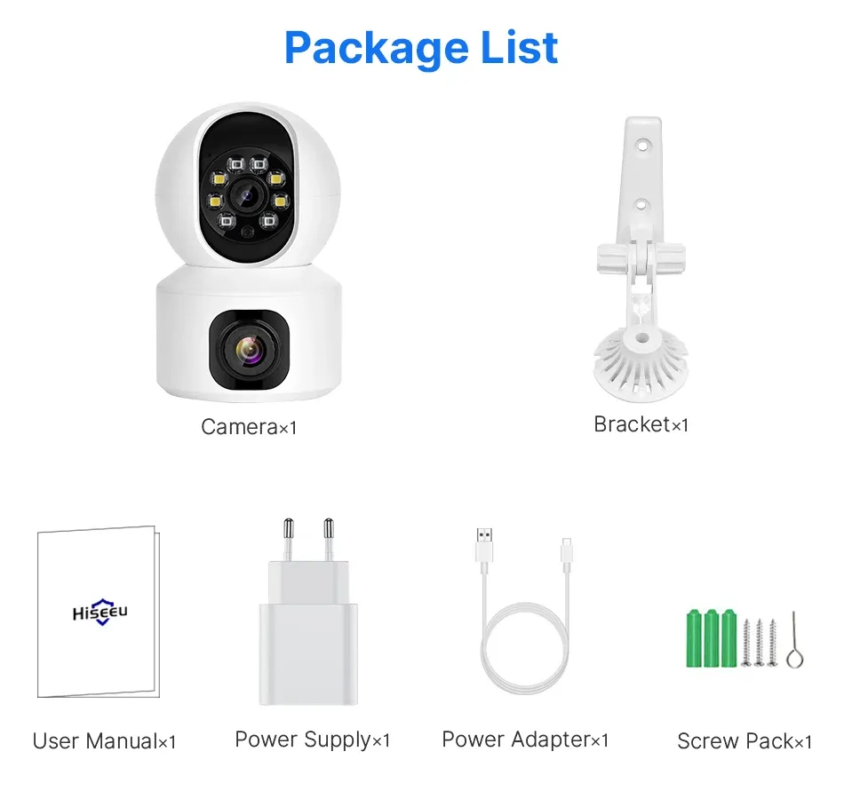 Hiseeu 2K 4MP Indoor PTZ WiFi Security Camera