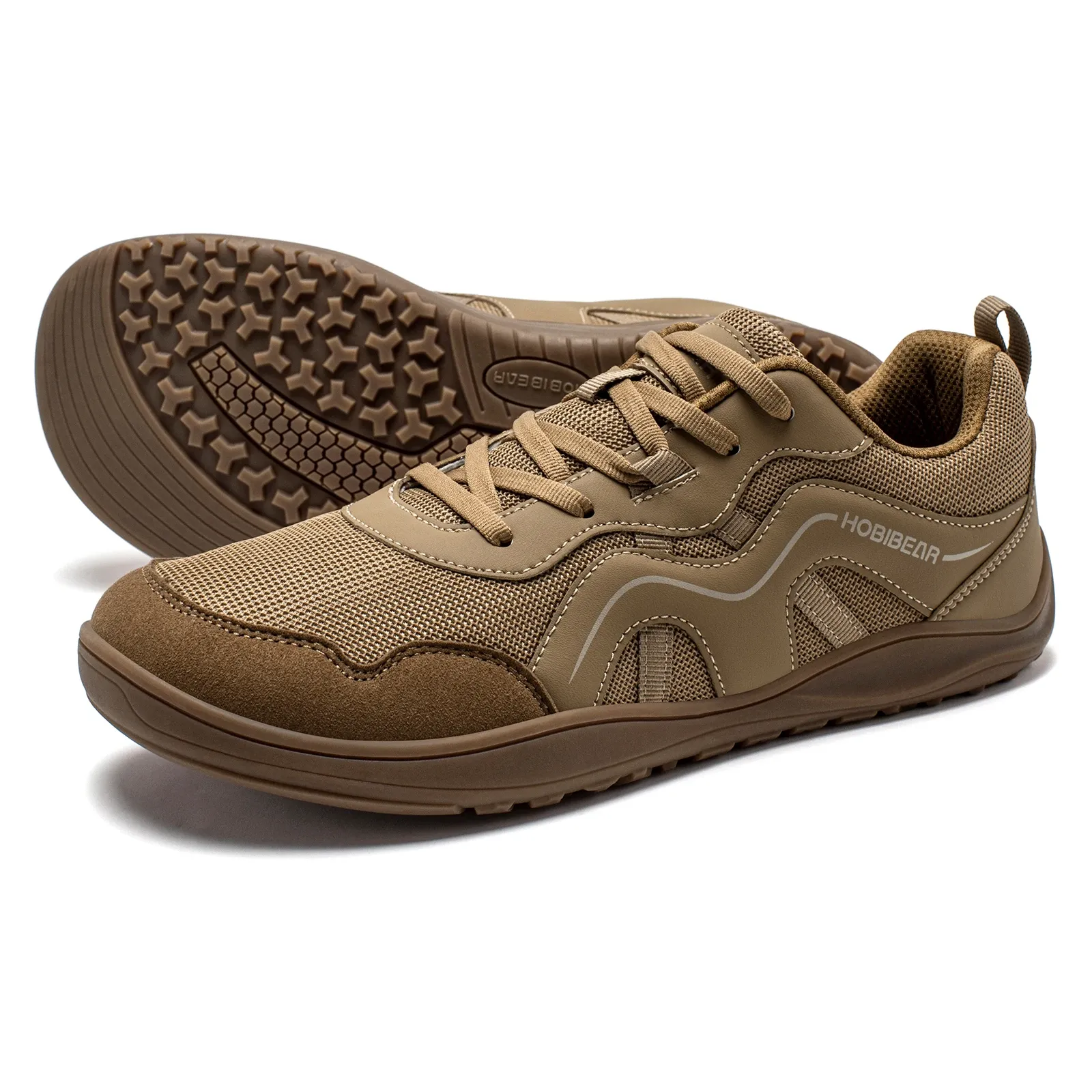 HOBIBEAR Wide-Toe Barefoot Mesh Lace-Up Sneakers