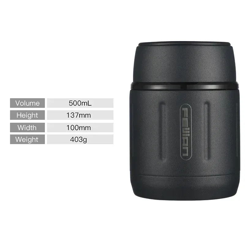 Feijian 500ml Vacuum Insulated Soup Jar with Spoon