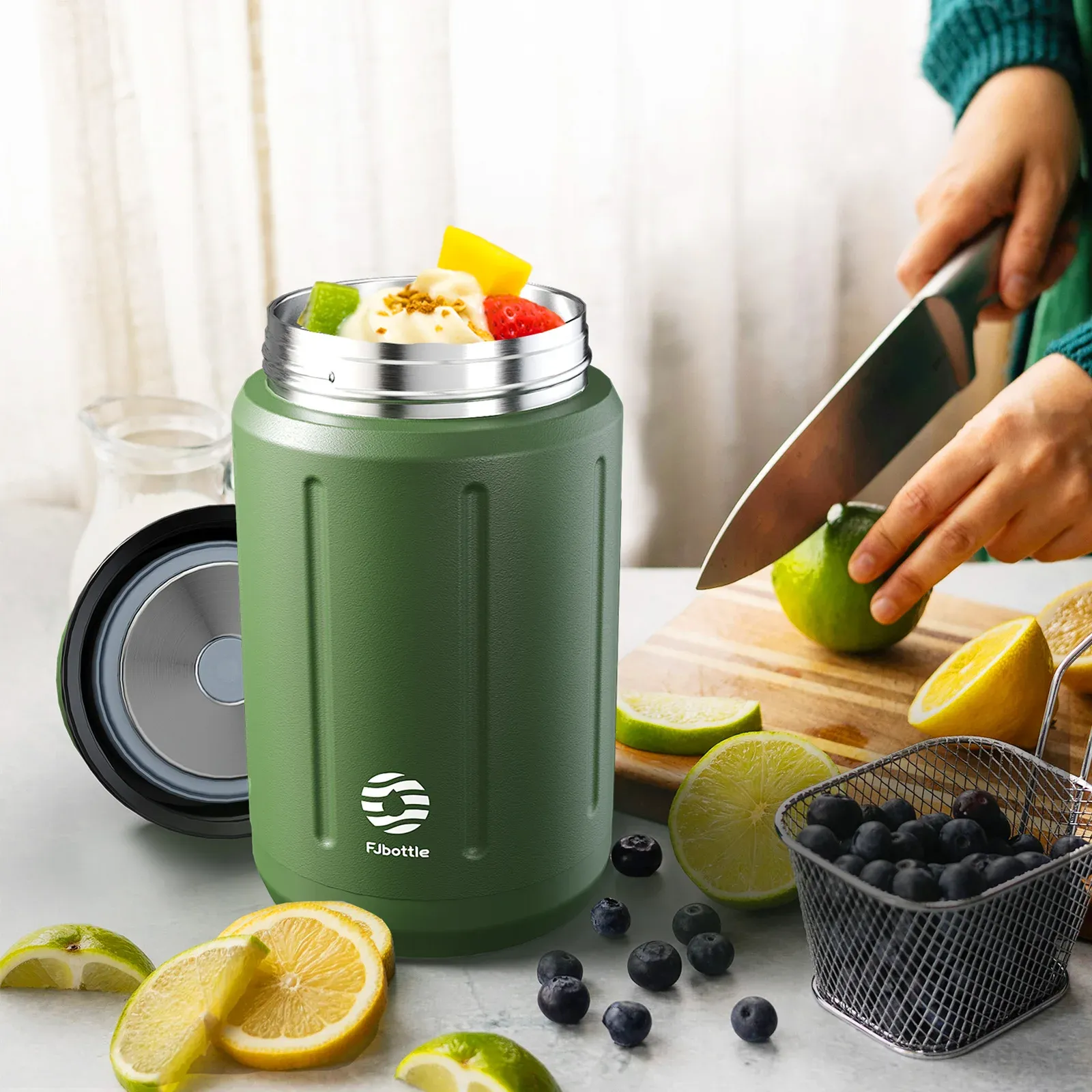Fjbottle 1L Stainless Steel Thermal Lunch Box with Bag