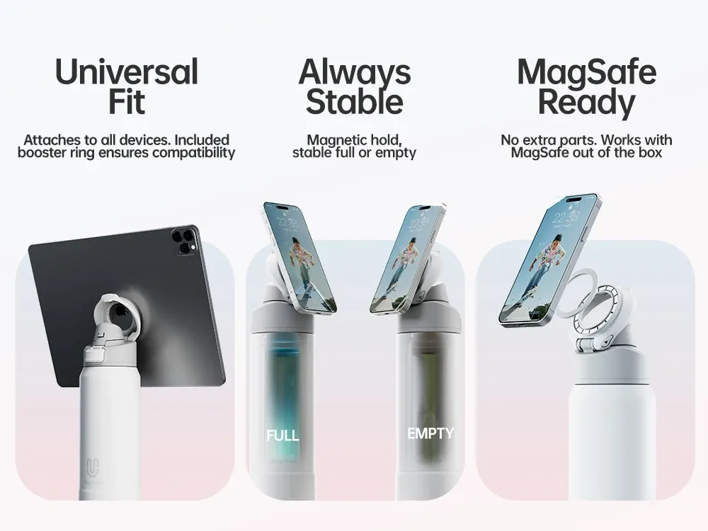 Fjbottle Magnetic Lid Insulated Bottle with Phone Mount