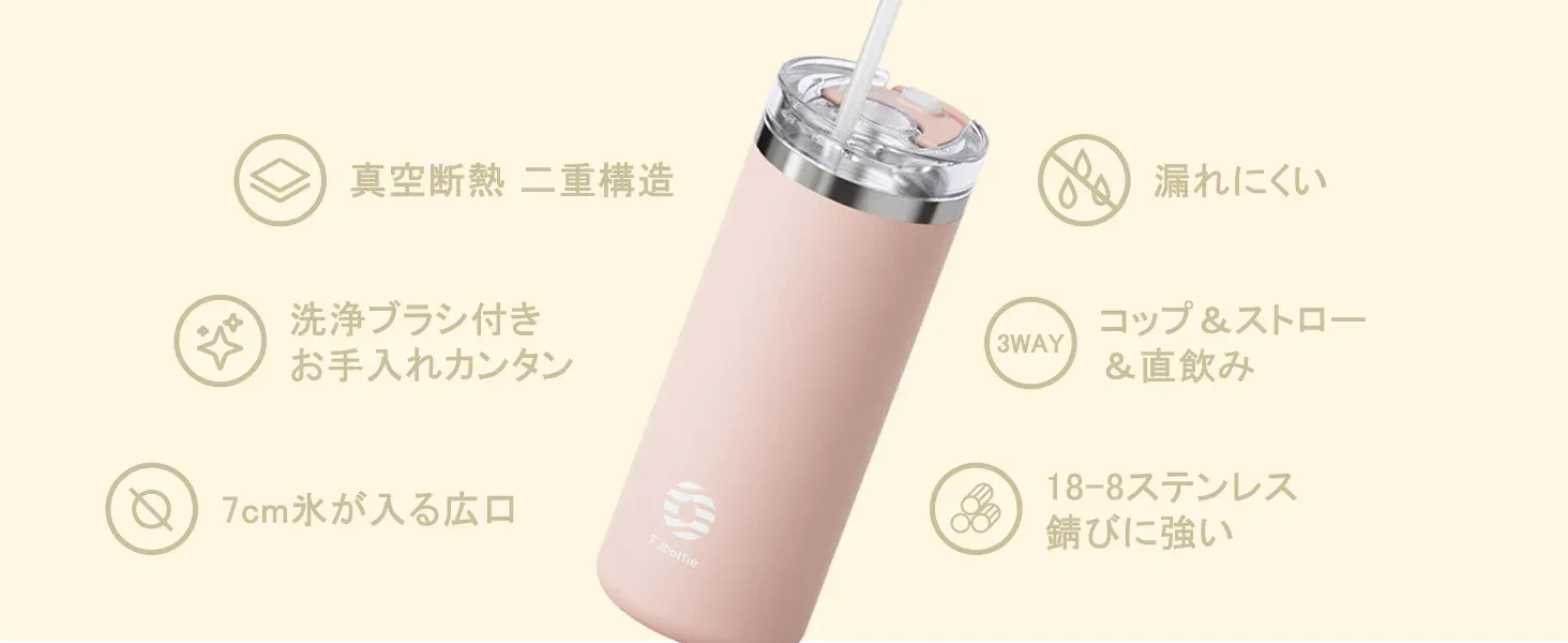 Feijian Stainless Steel Coffee Tumbler with Straw, 16/20 oz