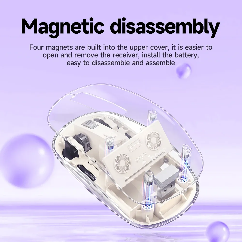 HOCO GM29 Dual-Mode Transparent Silent Wireless Mouse