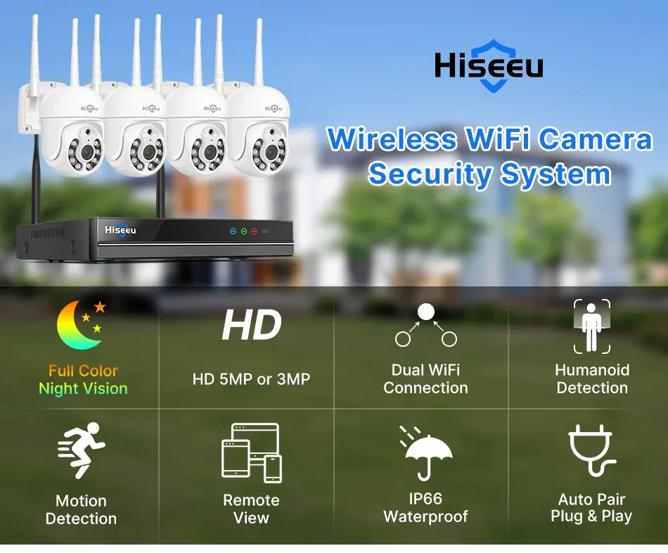 Hiseeu 16-Channel WiFi NVR Security Camera Kit