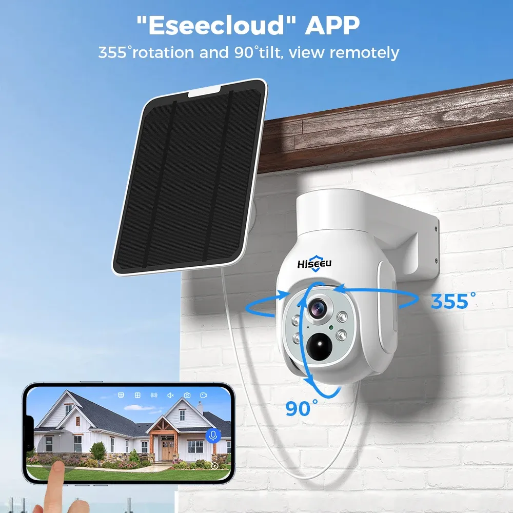 Hiseeu 4MP Solar PTZ WiFi NVR Camera Kit