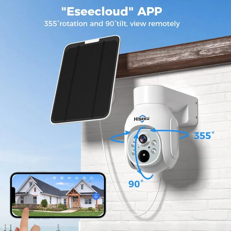 Hiseeu 4MP Solar PTZ WiFi NVR Camera Kit