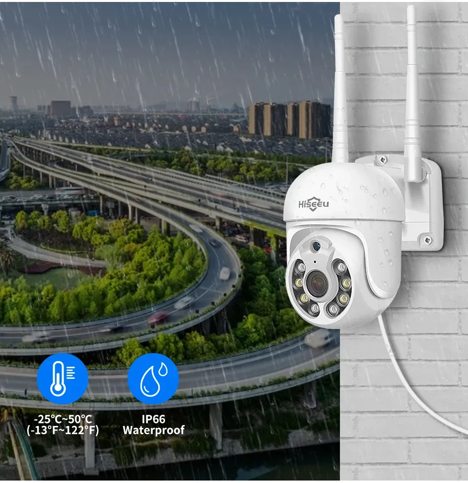 Hiseeu 5MP Outdoor PTZ WiFi Security Camera with Color Night Vision