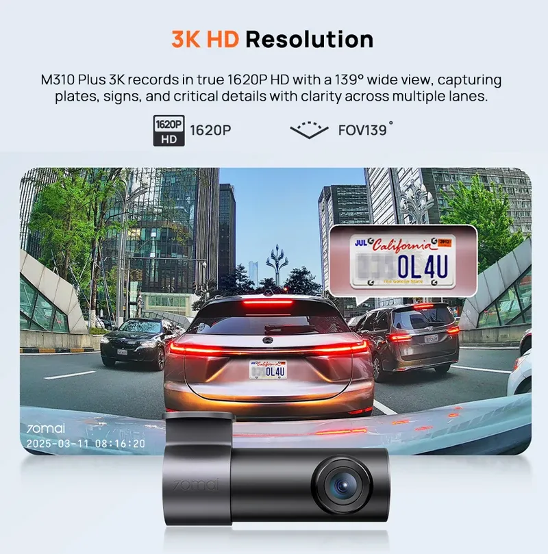 70mai M310 Plus 3K Voice-Control Dash Cam