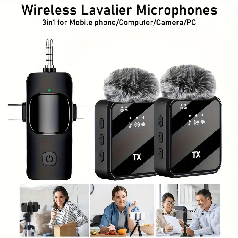 Lenovo Wireless Lavalier Mic with Noise Reduction and Reverb