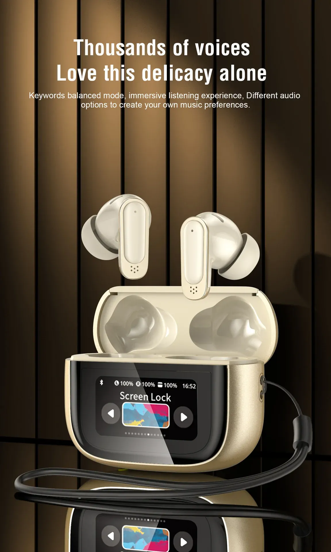Lenovo V11 TWS ANC Bluetooth Earbuds with Touch Display