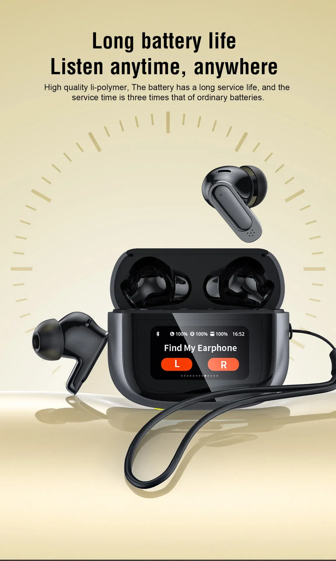 Lenovo V11 TWS ANC Bluetooth Earbuds with Touch Display