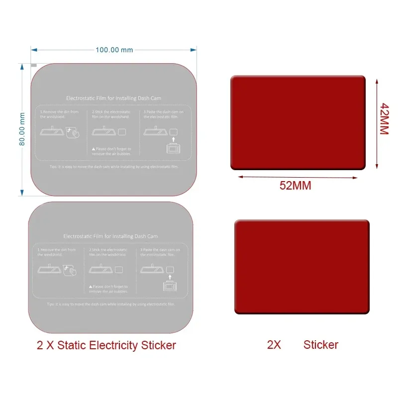 Viofo Rear Dash Cam Electrostatic Sticker Film Set