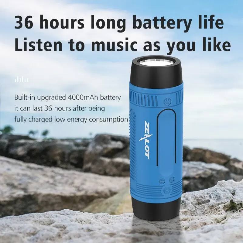 Zealot S1 Portable Waterproof Bluetooth Speaker with Flashlight