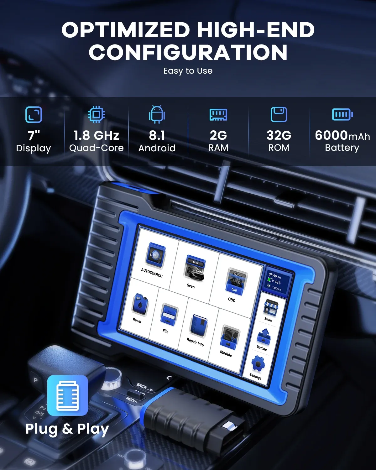 MUCAR VO7S Bi-Directional OBD2 Scanner with ECU Coding