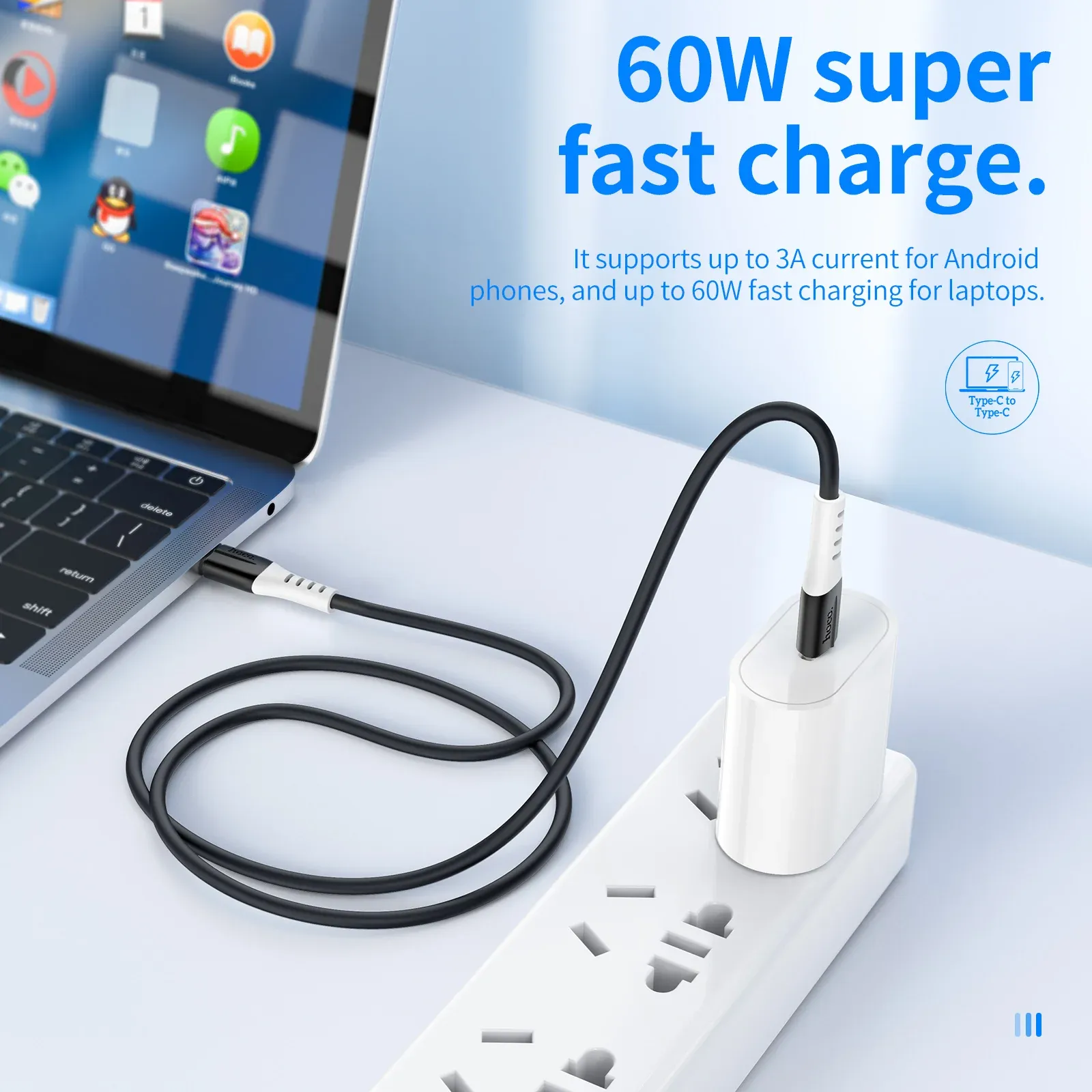 Hoco X82 Series USB-C to USB-C PD60W Silicone Charging Cable
