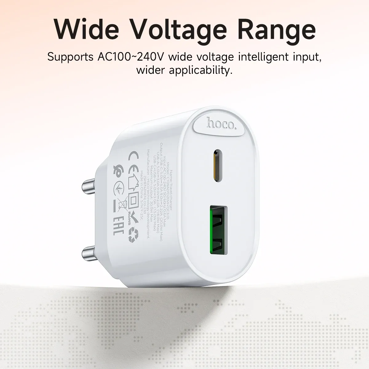 HOCO C109A 20W Dual-Port Fast Wall Charger