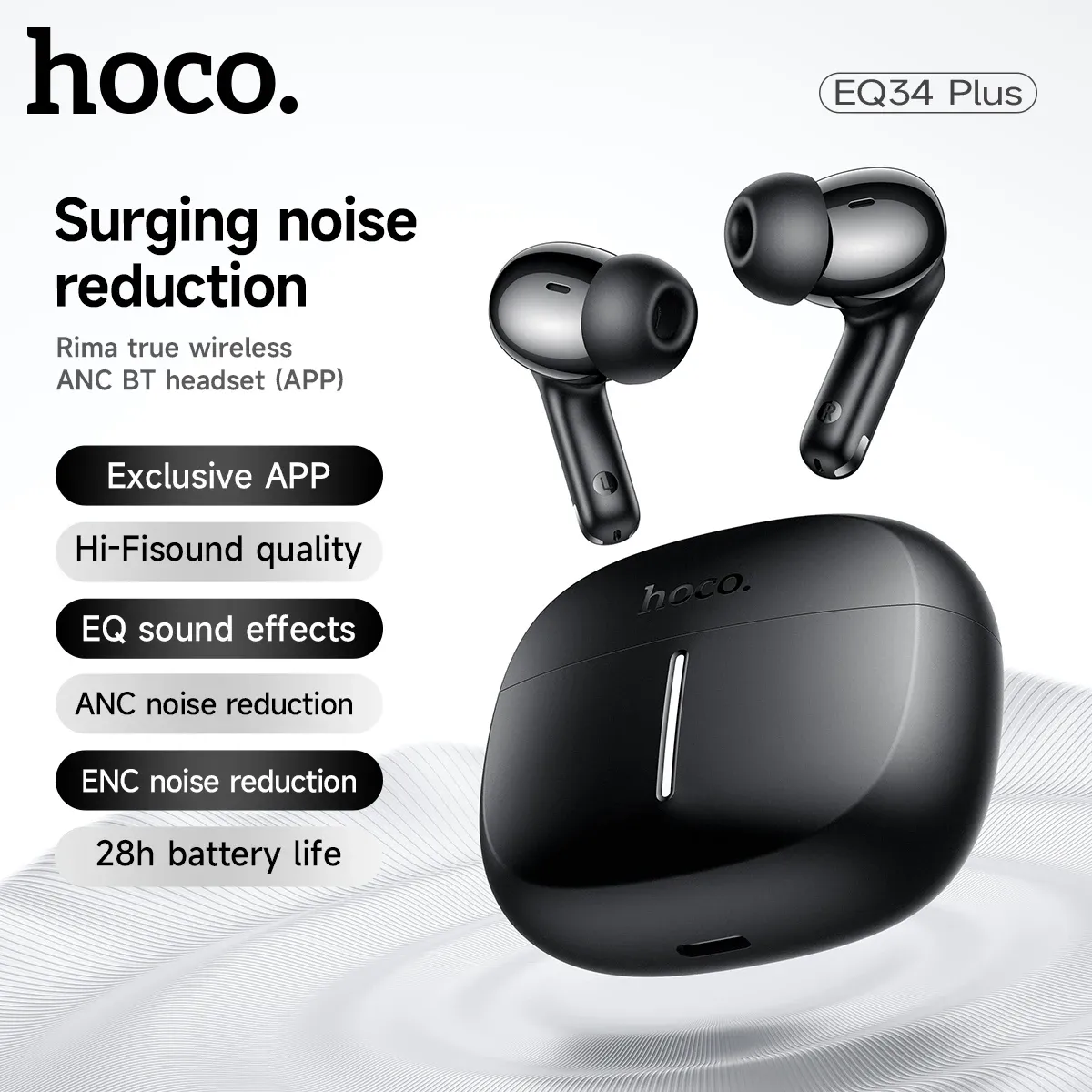 HOCO EQ34 Plus ANC Bluetooth 5.4 Earbuds with App EQ Control
