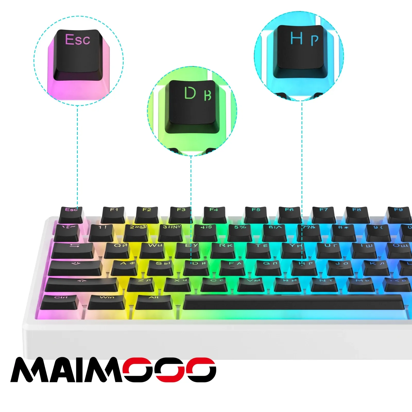 MAIMOOO Russian Translucent PBT Keycap Set for ISO Mechanical Keyboards