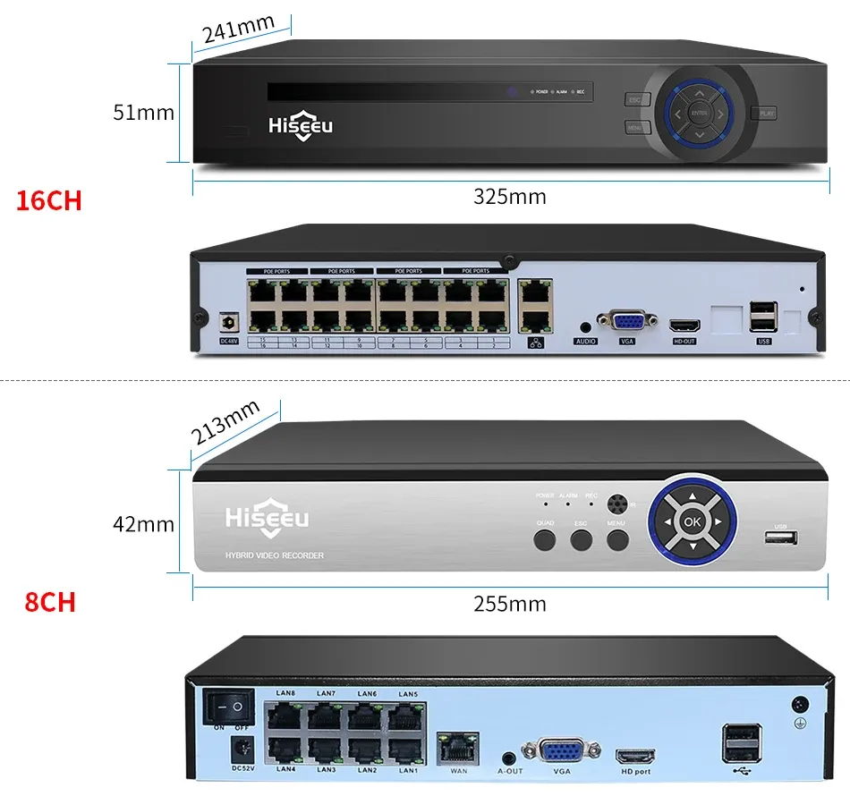 Hiseeu 16-Channel 4K PoE NVR Security Recorder