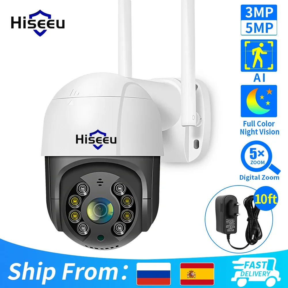 Hiseeu 8MP PTZ WiFi Security Camera with AI Human Detection