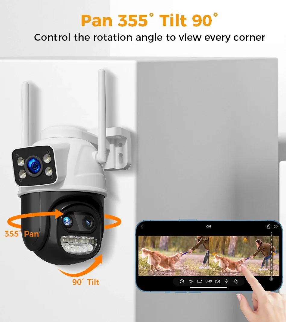 Hiseeu 9MP Dual-Lens WiFi PTZ Security Camera with Color Night Vision