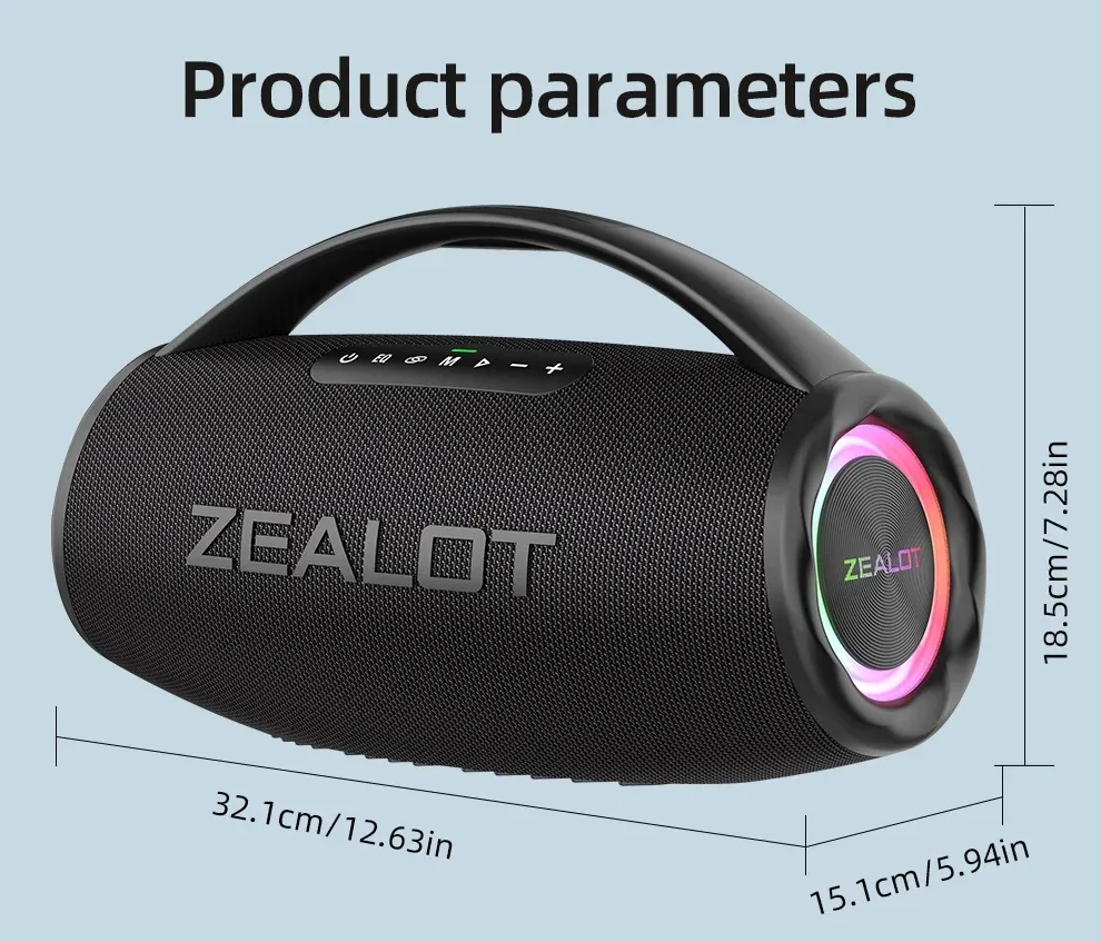 ZEALOT S97 80W Portable Bluetooth Speaker with RGB Light