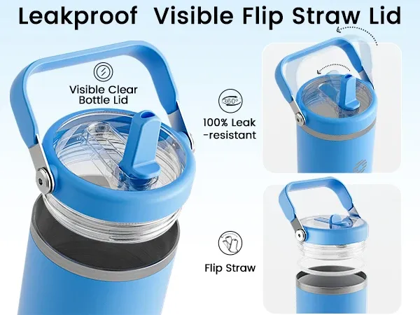 Fjbottle 1200ml Vacuum Tumbler with Straw Lid and Handle