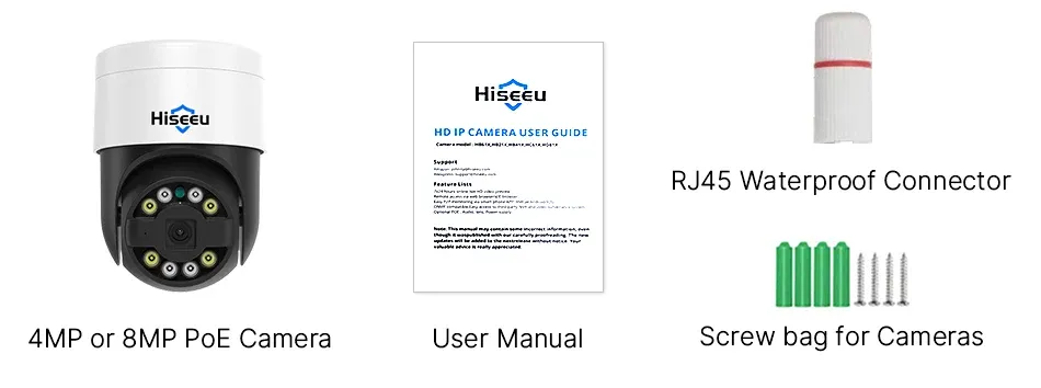 Hiseeu 8MP PoE PTZ Outdoor Security Camera