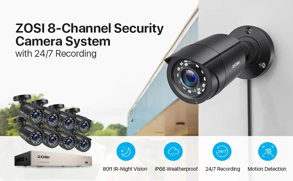 ZOSI 8-Channel 5MP Lite H.265+ Home Security Camera Kit