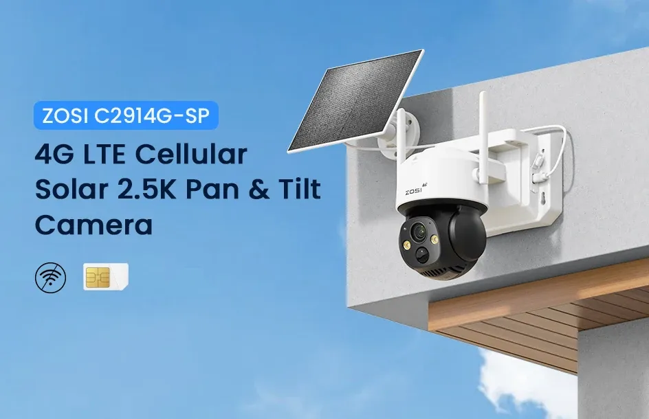 ZOSI 4MP Solar 4G/WiFi Outdoor PTZ Security Camera
