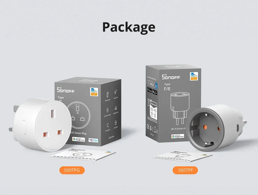 SONOFF S60 EU 16A Wi‑Fi Smart Socket with Power Monitoring
