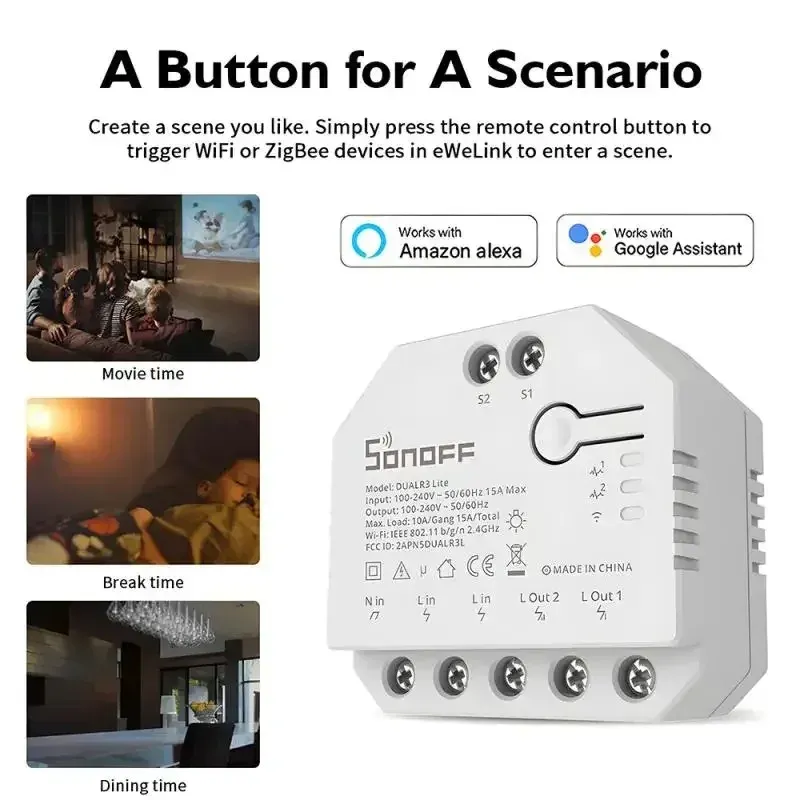 Sonoff DUALR3 Wi‑Fi Dual Relay Curtain Controller