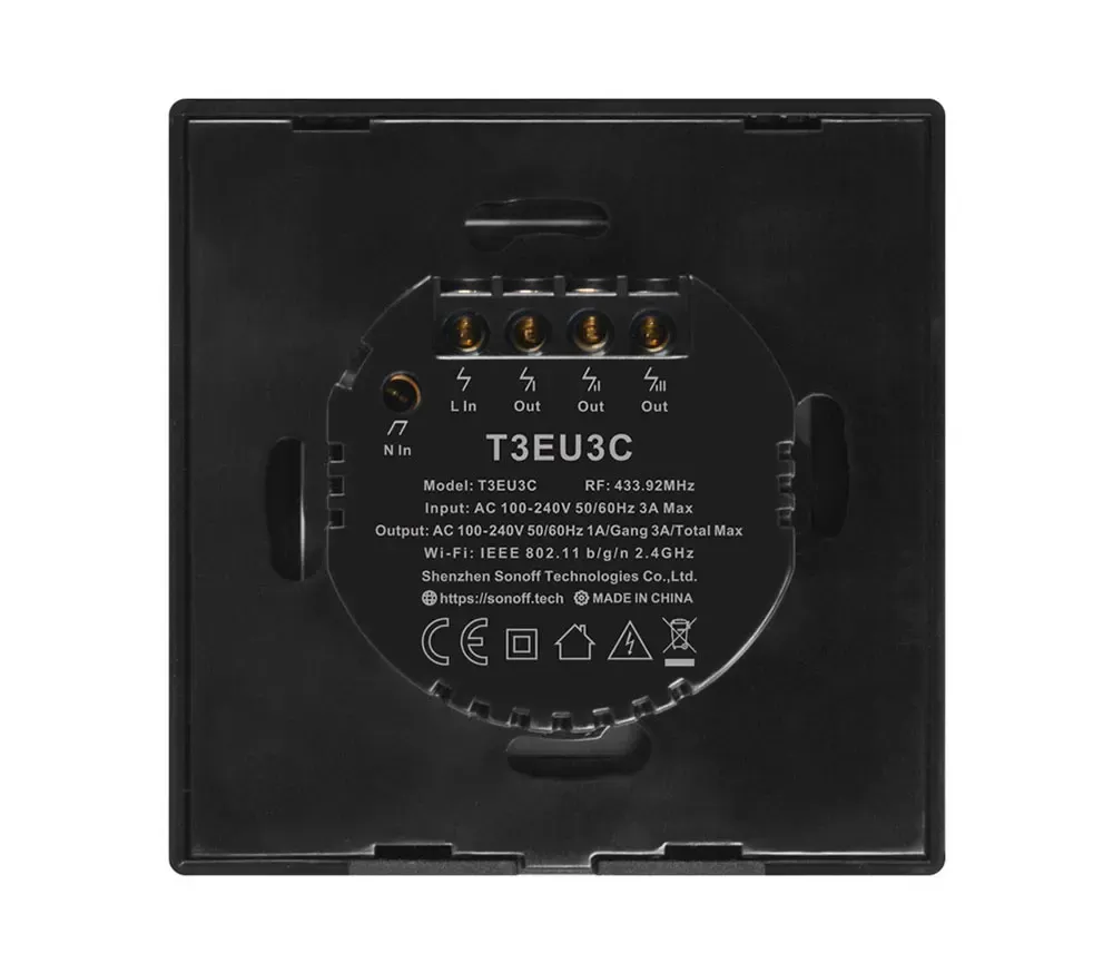 SONOFF T3EU Black WiFi Smart Wall Touch Switch