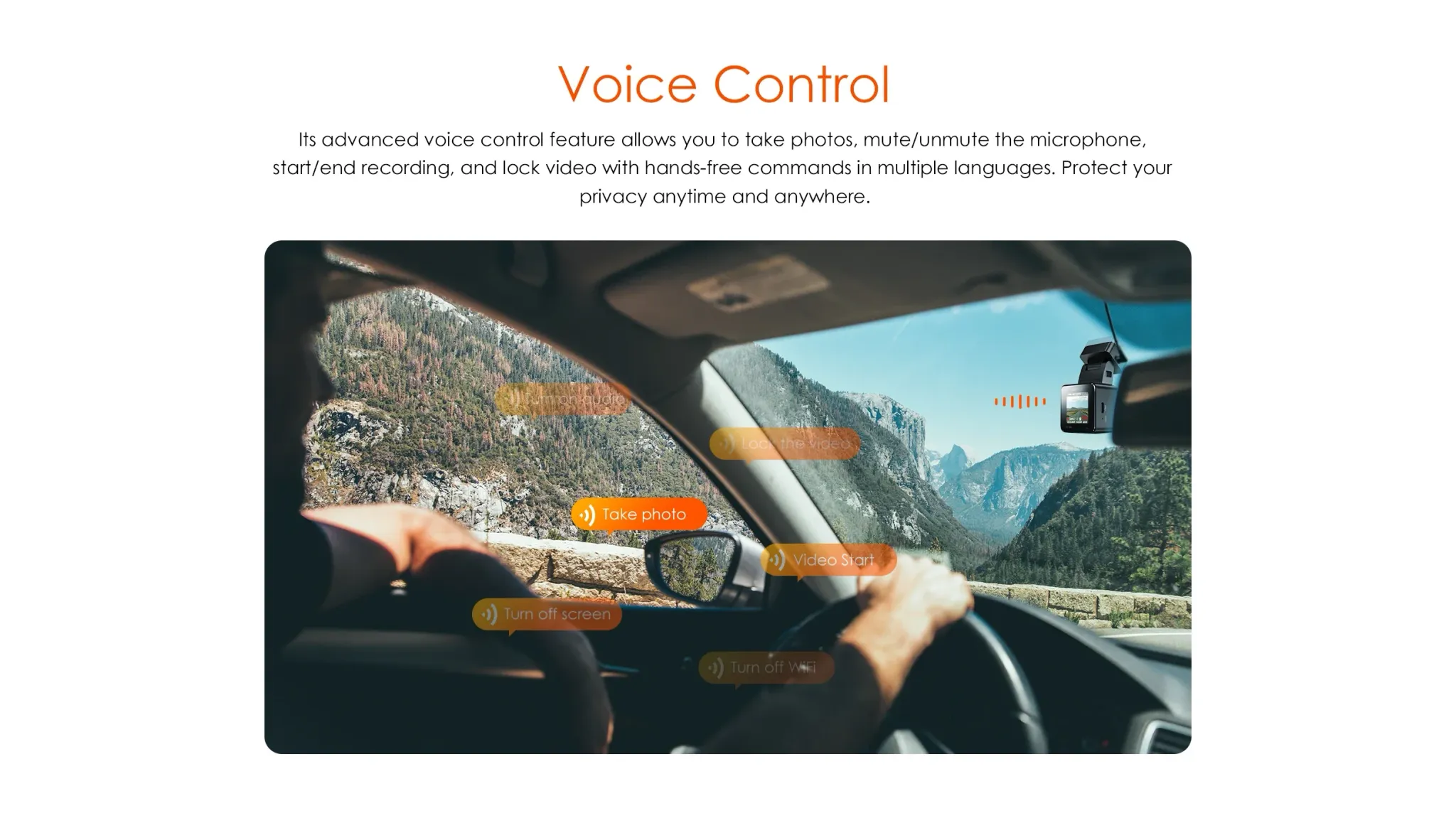 Vantrue E1Lite Mini 1080P WiFi Dash Cam with GPS and Voice Control