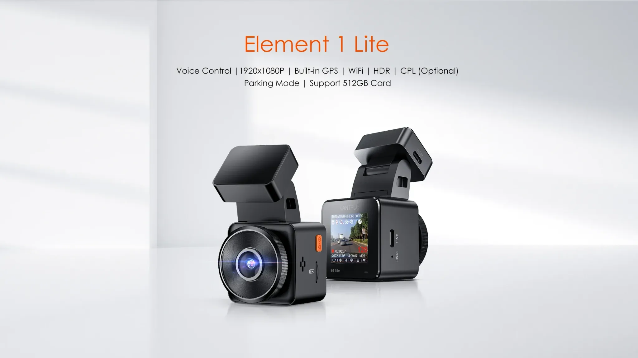 Vantrue E1Lite Mini 1080P WiFi Dash Cam with GPS and Voice Control