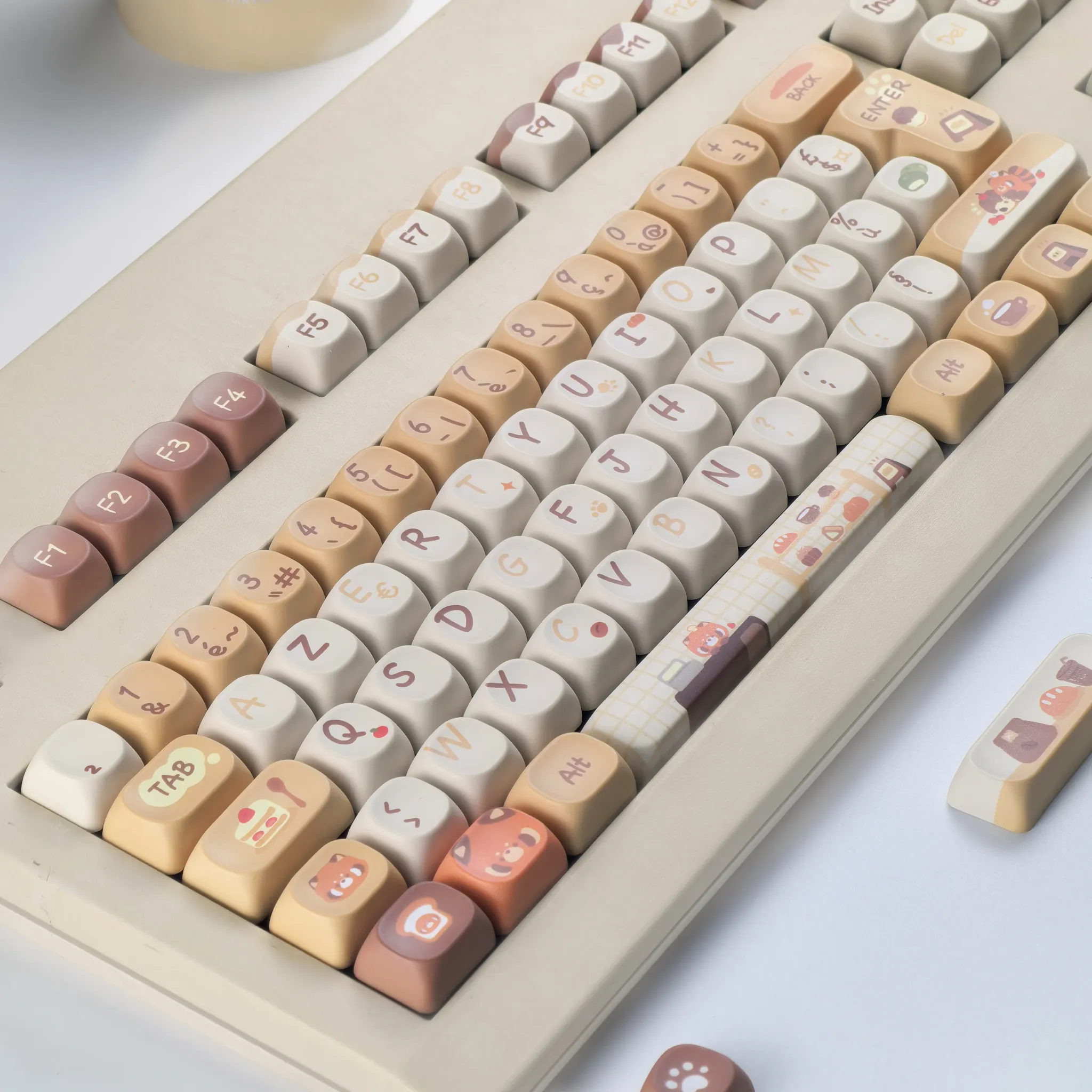 MAIMOOO Red Panda Coffee House MOA PBT Keycap Set for FR AZERTY ISO Boards