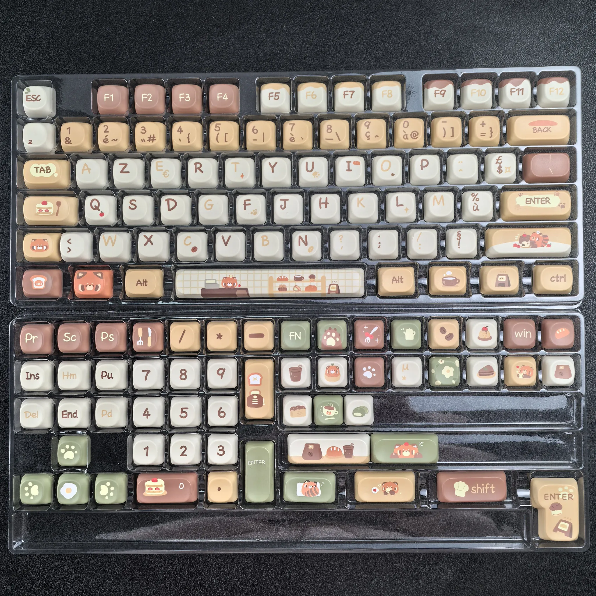 MAIMOOO Red Panda Coffee House MOA PBT Keycap Set for FR AZERTY ISO Boards