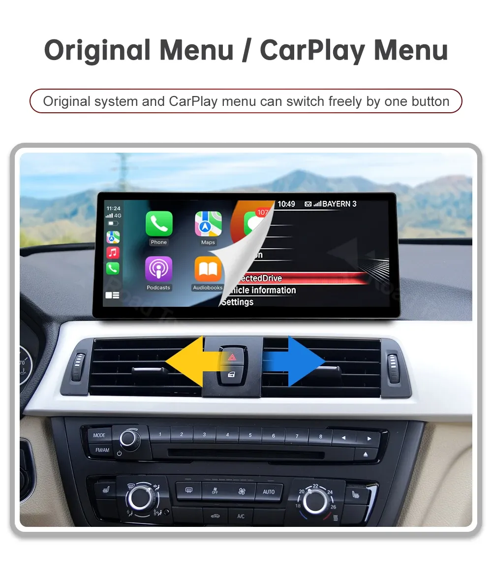 RoadTop 12.3-Inch Wireless CarPlay Display for BMW F30-F36