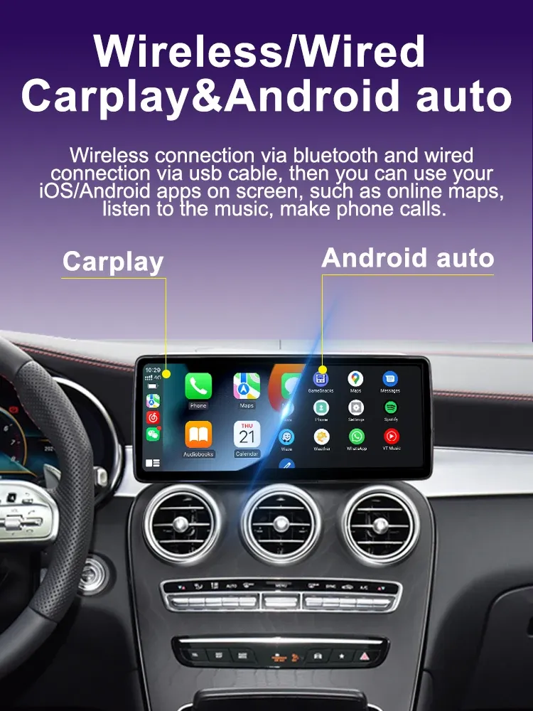 BONROAD 12.3-Inch Wireless CarPlay Display for Mercedes-Benz CLS